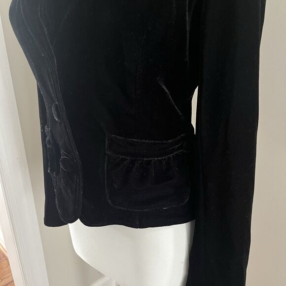 Y2K Forever Velvet Cropped Blazer S Fitted Retro Jacket Grunge Holiday Festival - Picture 10 of 12